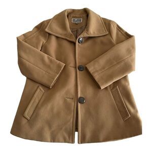 JM Collection Women's Tan Petite Suede Button-Front Lined Peacoat Size PL